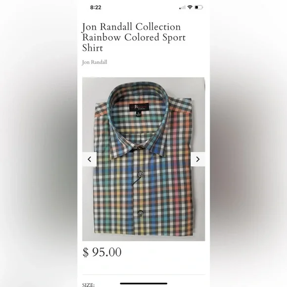 NWOT Jon Randall Rainbow Sports shirt XL - Picture 2 of 7